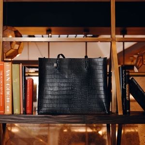 Beis Large work Tote Black Croc